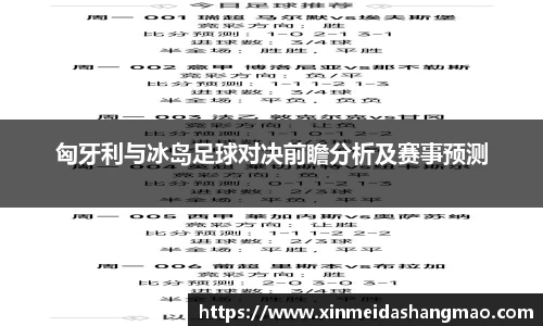 匈牙利与冰岛足球对决前瞻分析及赛事预测